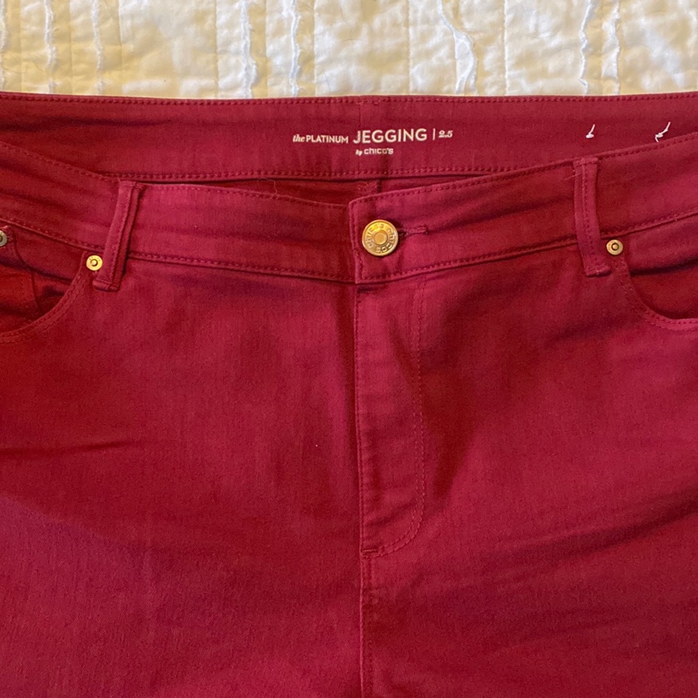 Red denim jegging